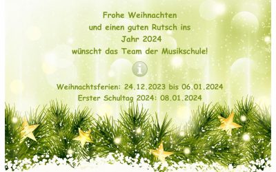 Das Team der Musikschule Hainburg wünscht allen SchülerInnen und deren Familien ein besinnliches Weihnachtsfest und erholsame Ferien!