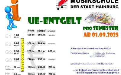 Musikschul-Tarife für das Schuljahr 2025/26